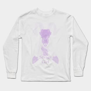 ASCii Savage Girl w/ text (Purple) Long Sleeve T-Shirt